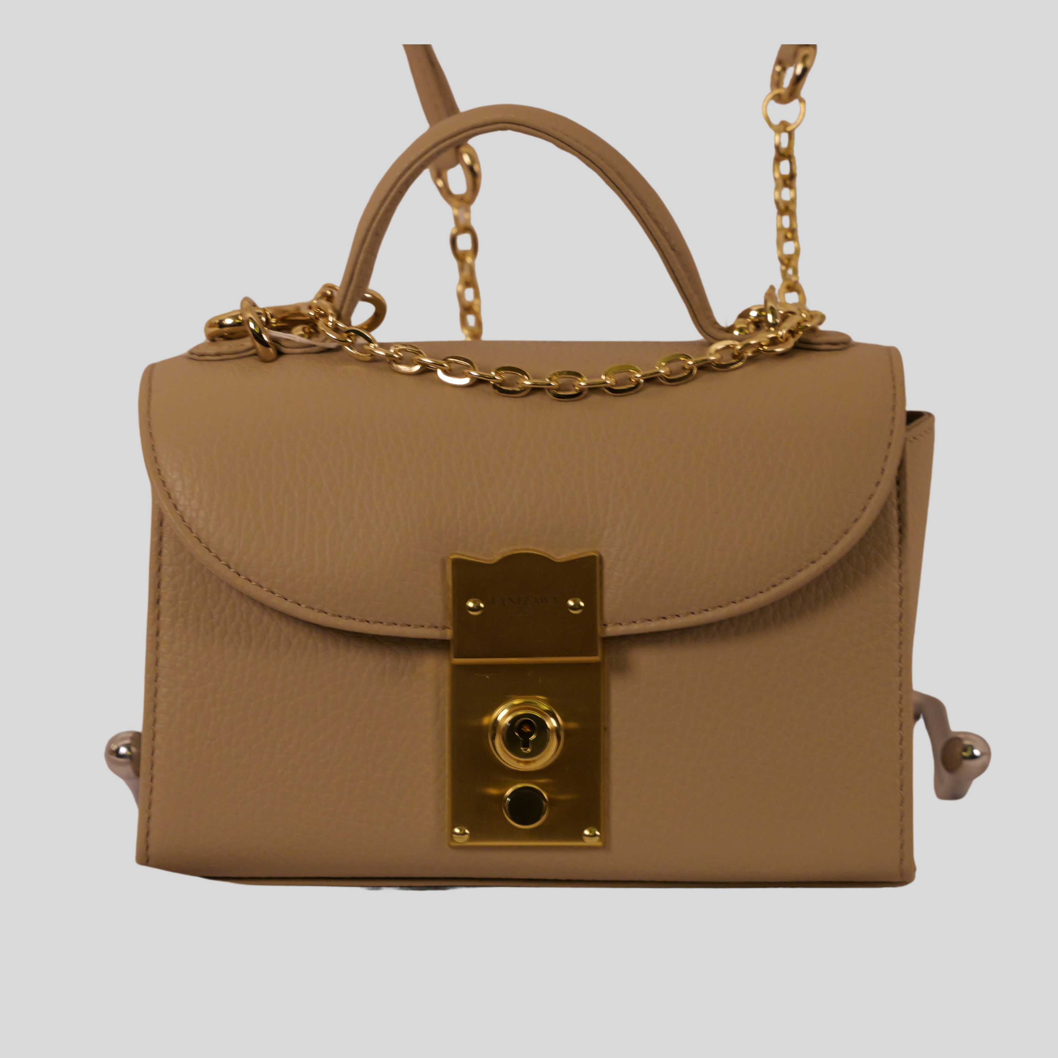 Shoulder bag with a lock Italian leather