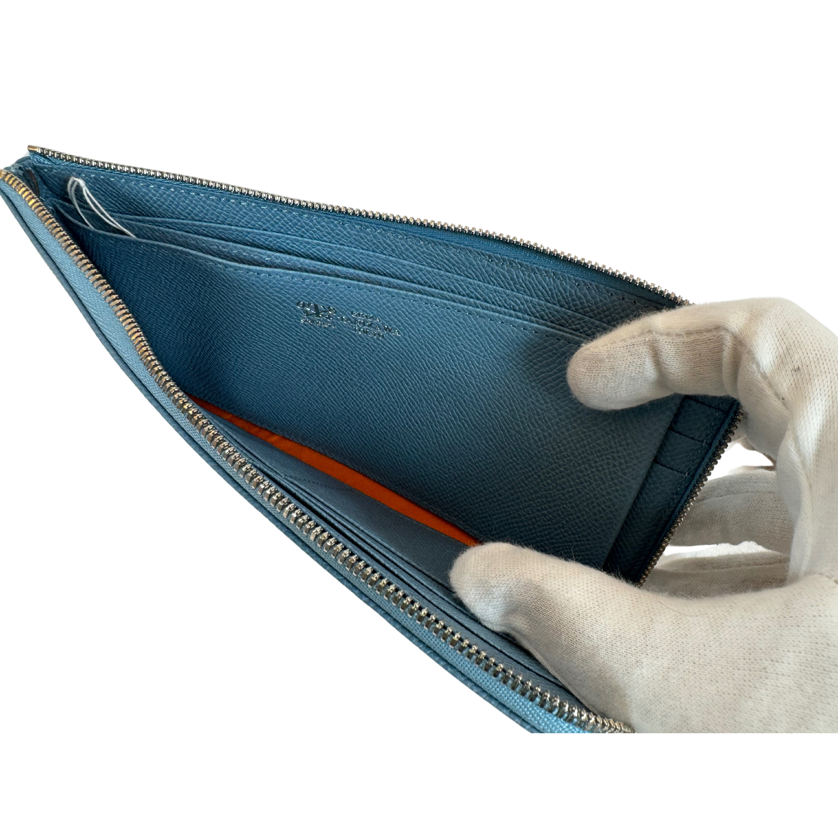 Billetera de cuero italiano en forma de L