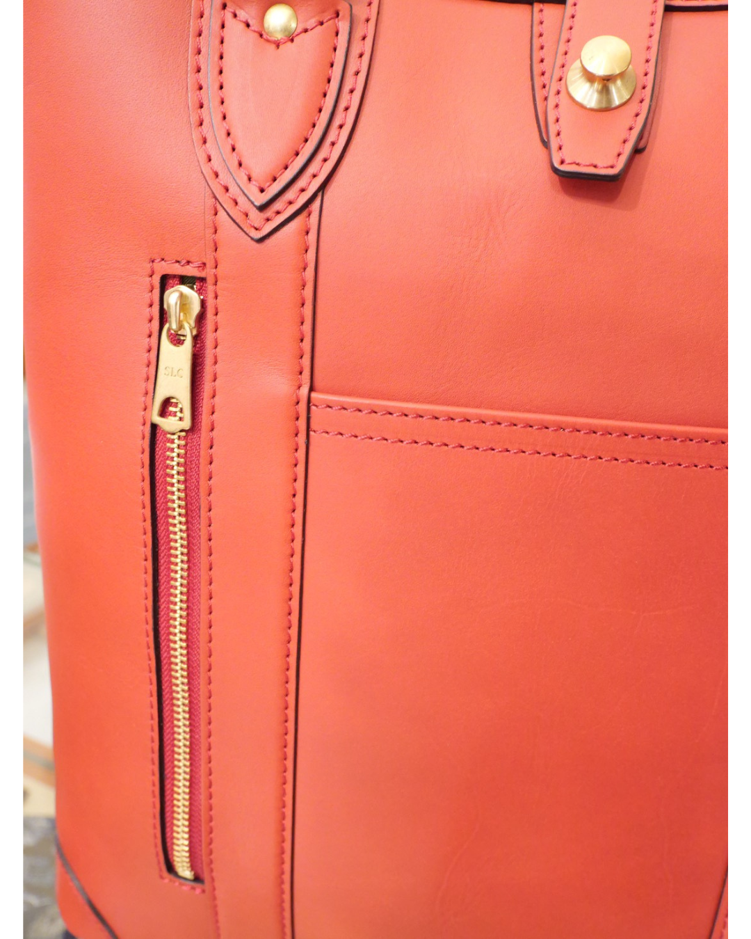 GINZA TANIZAWA TOKYO × Silver Lake Club leather tote bag (red)