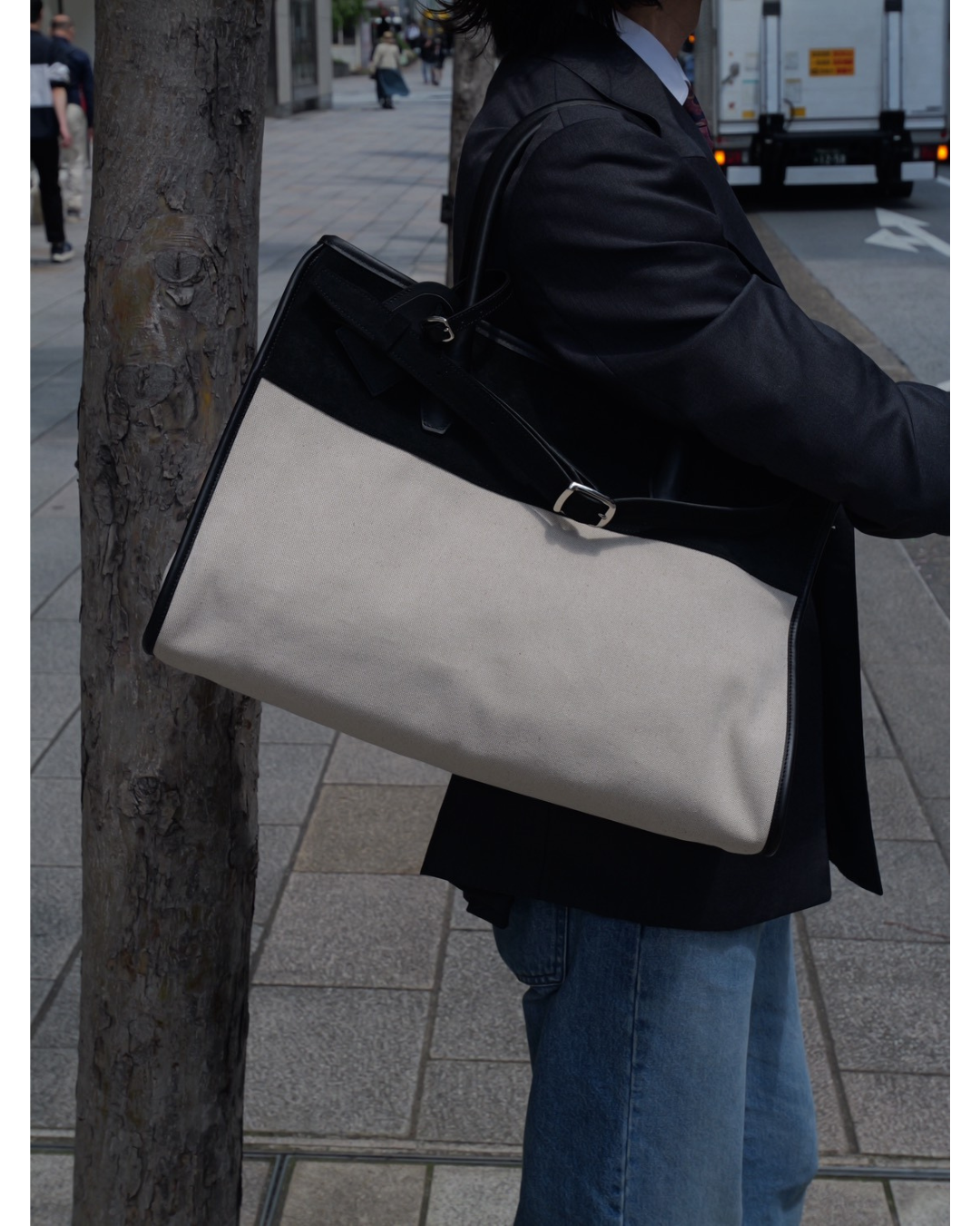 リバーシブル 帆布×スエード トートバッグ 2WAY