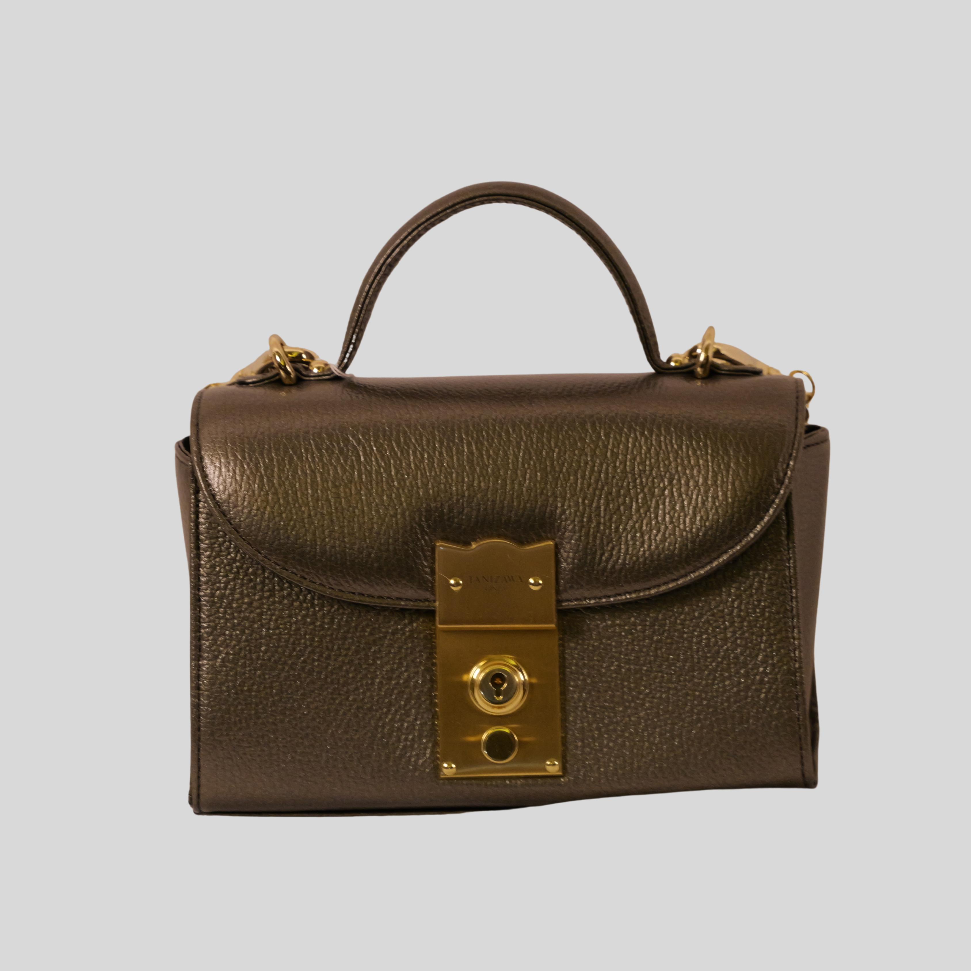 Shoulder bag with a lock Italian leather