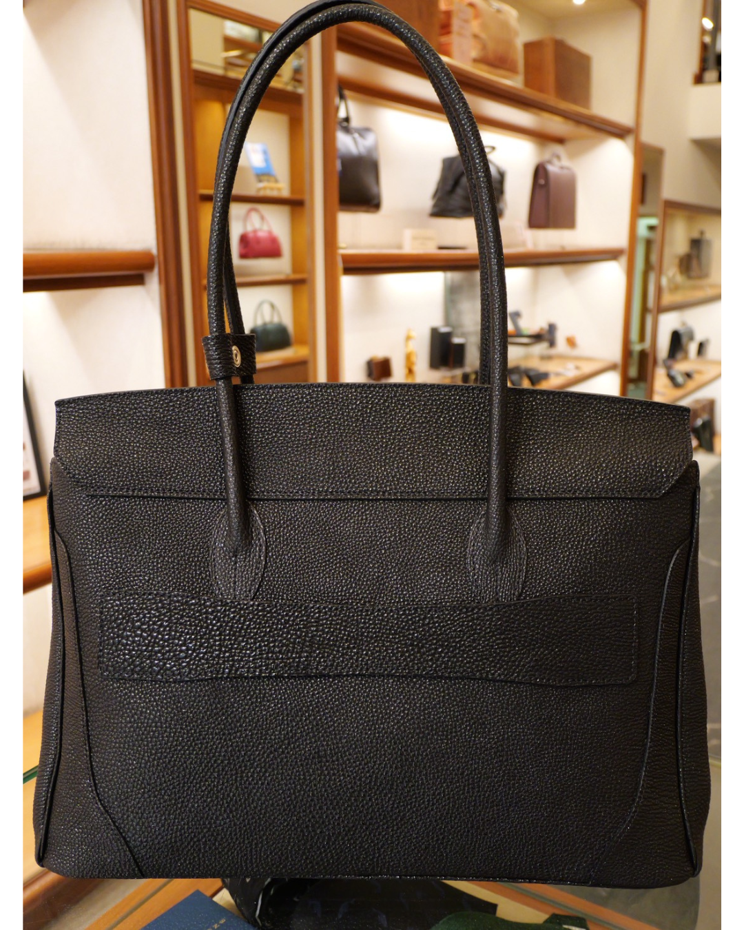 黒桟革トートバッグ Lサイズ