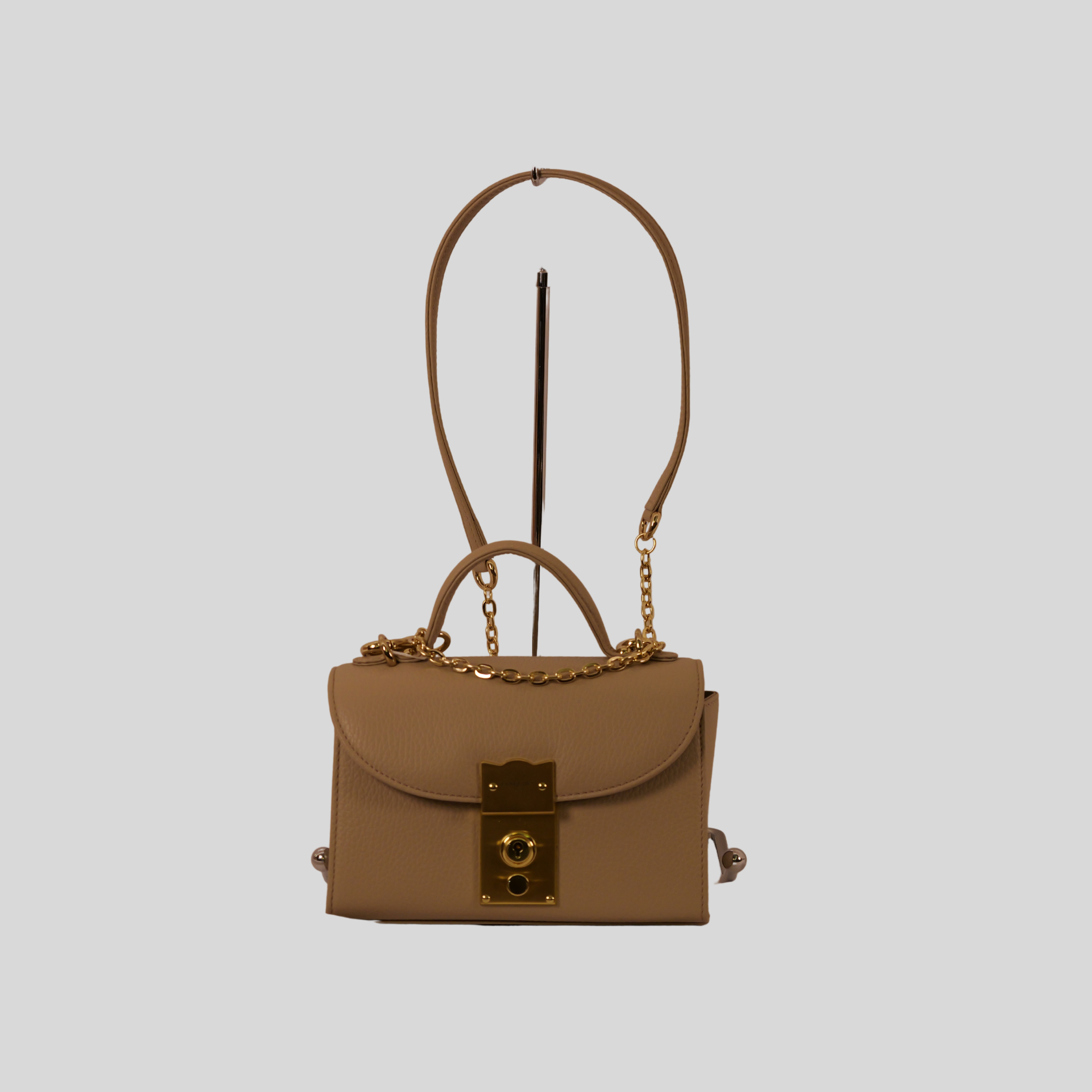Shoulder bag with a lock Italian leather