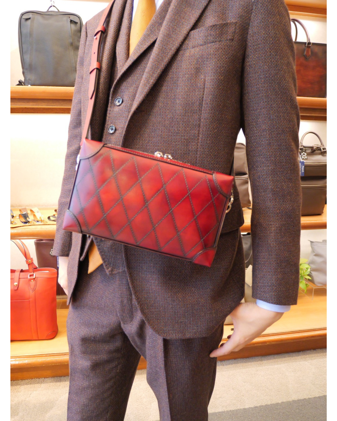 箱型手染めショルダーバッグ