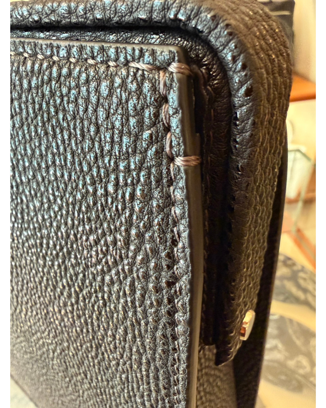 黒桟革スリムダレスバッグ