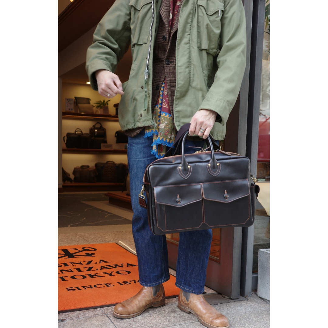 Classic Leather Briefcase – Travel Jacket A-1 Model, Size M