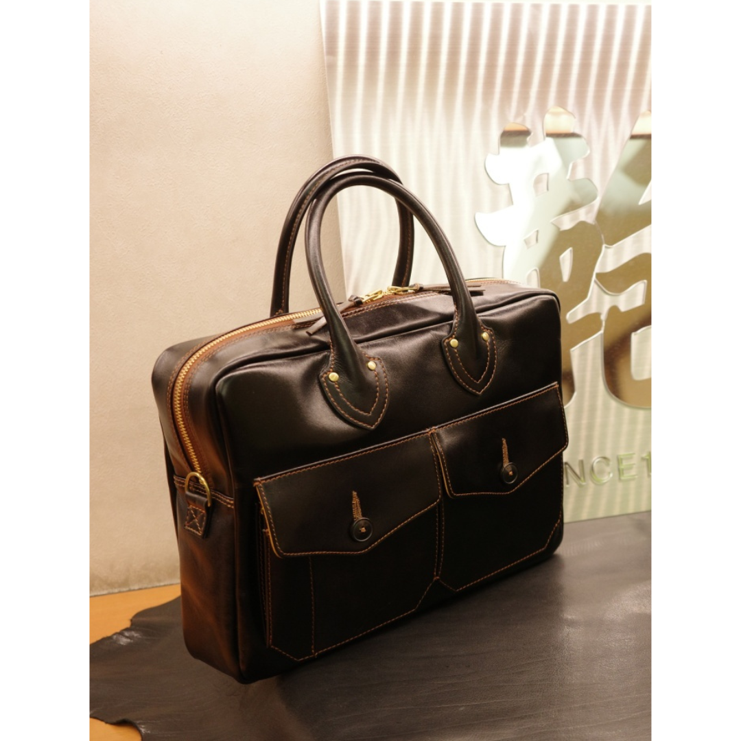 Classic Leather Briefcase – Travel Jacket A-1 Model, Size M