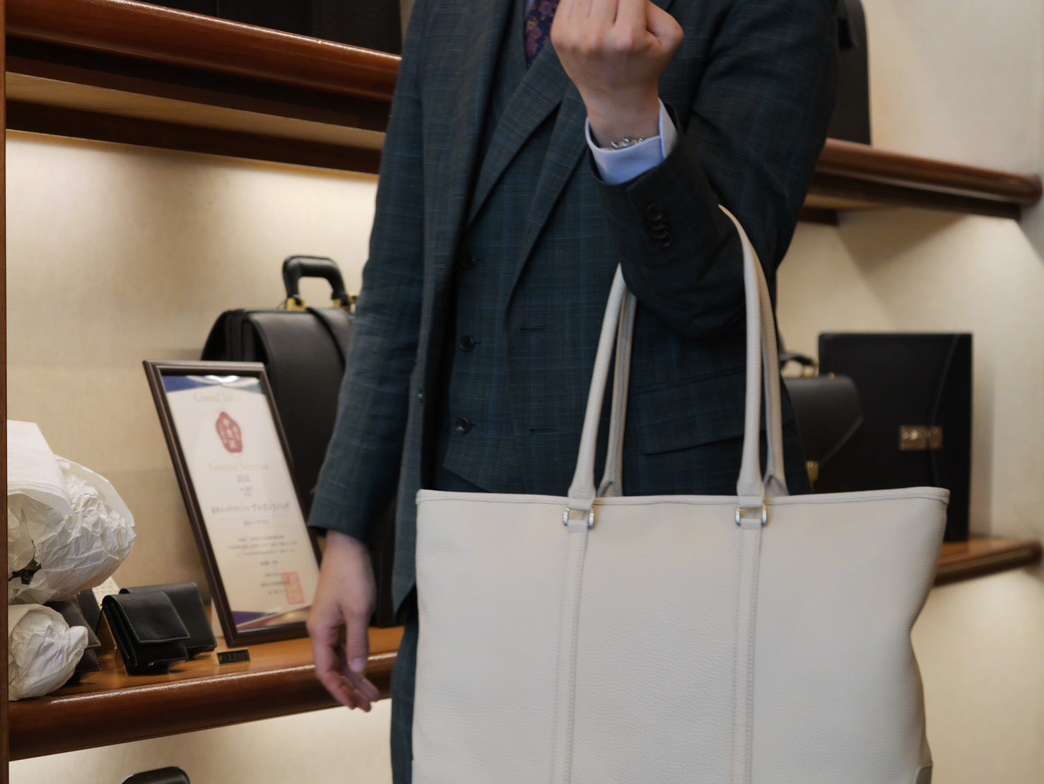 Italian leather tote bag