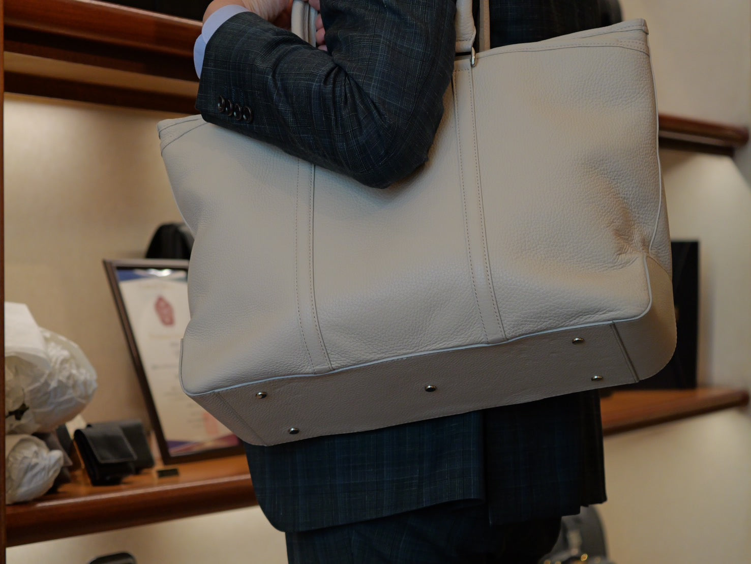 Italian leather tote bag