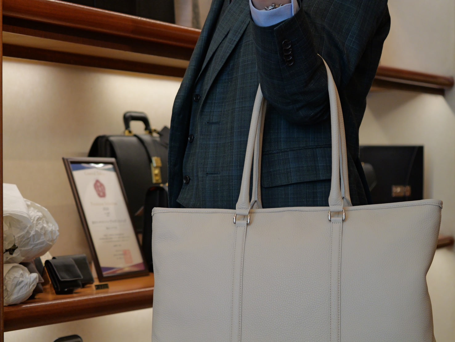 Italian leather tote bag
