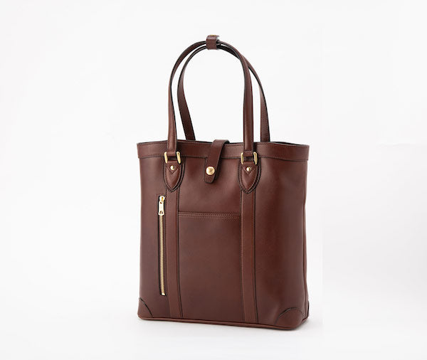 Ginza Tanizawa 도쿄 × 실버 레이크 클럽 가죽 토트 백 (Dark Brown)