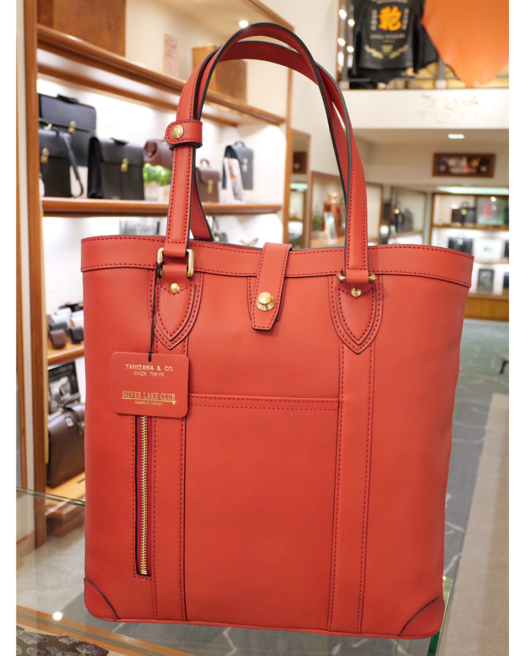 SILVER LAKE CLUB オールレザー ビジネスバッグ ダレスバッグ GINZA TANIZAWA TOKYO×SILVER LAKE CLUB レザートートバッグ（レッド）