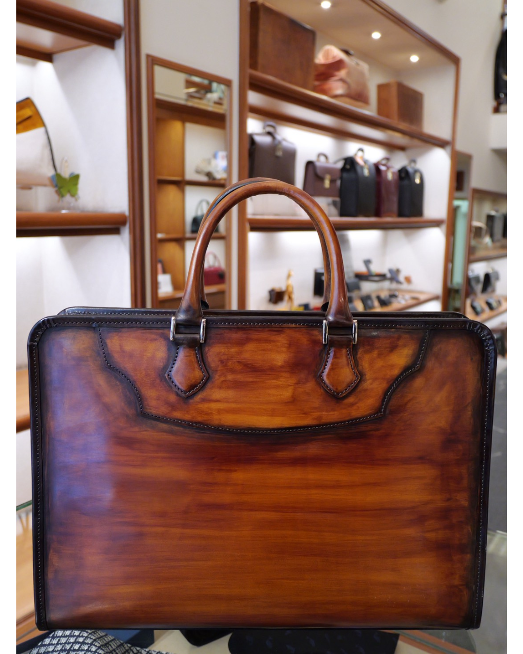 姫路レザー 二本手 手染めビジネスバッグ｜日本製本革ブリーフケース