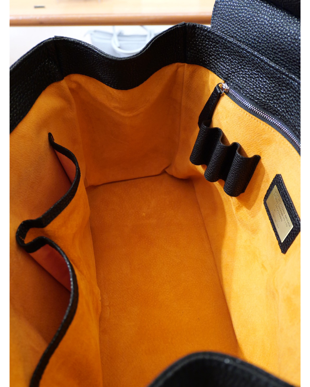 黒桟革トートバッグ Lサイズ