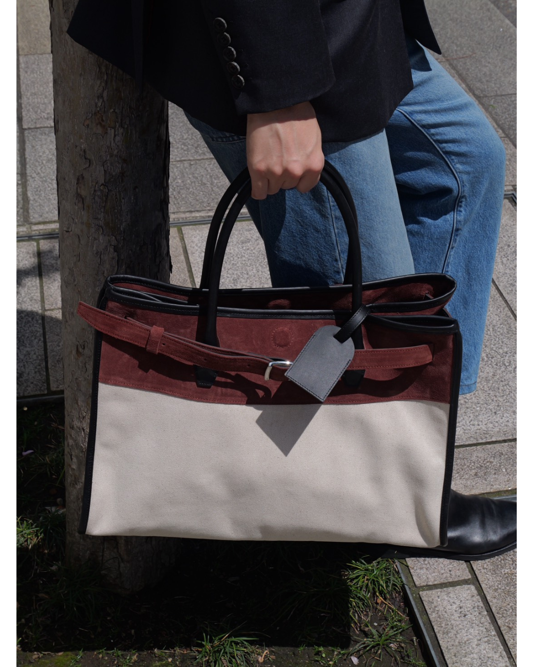 リバーシブル 帆布×スエード トートバッグ ２WAY