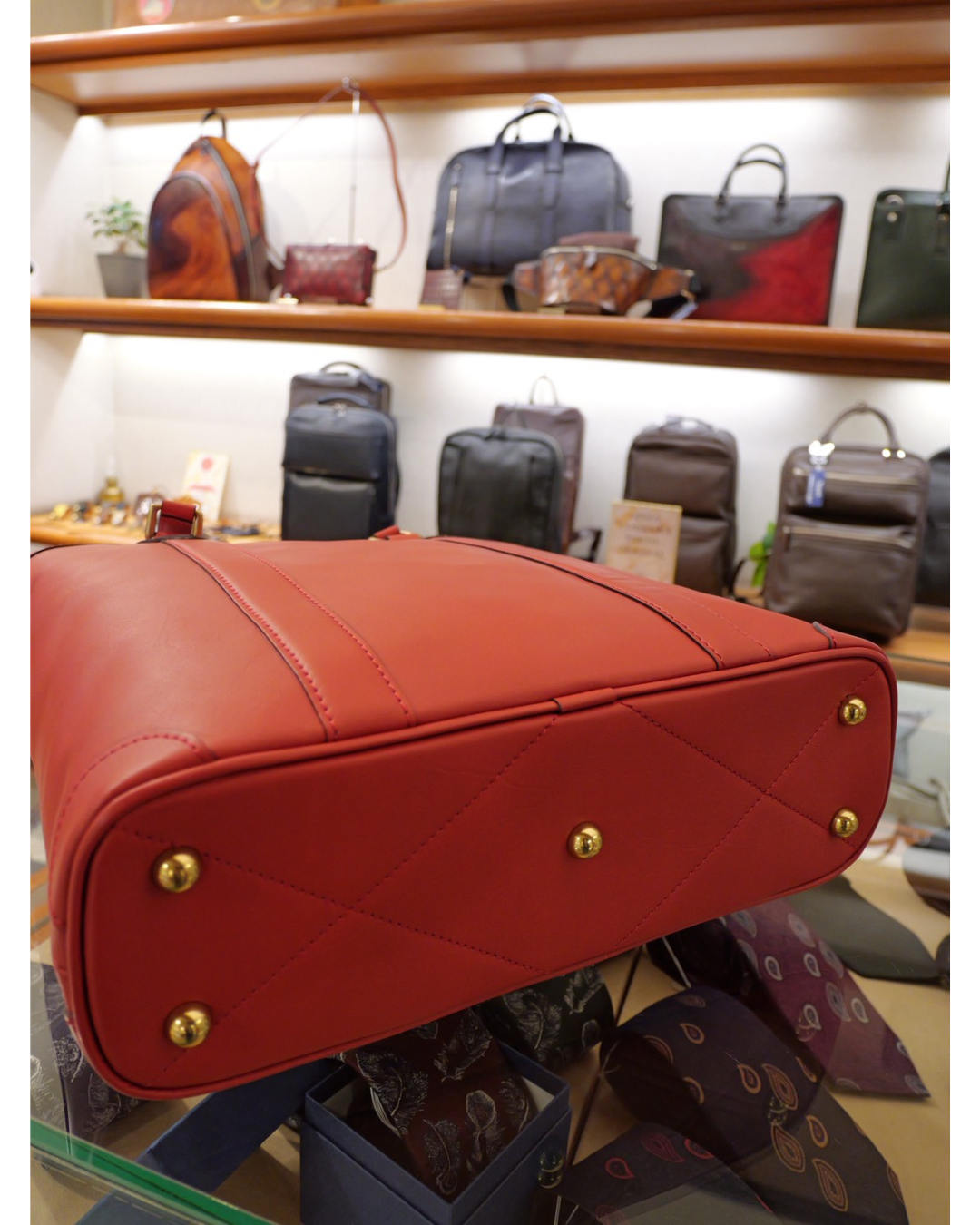 GINZA TANIZAWA TOKYO×SILVER LAKE CLUB レザートートバッグ（レッド）