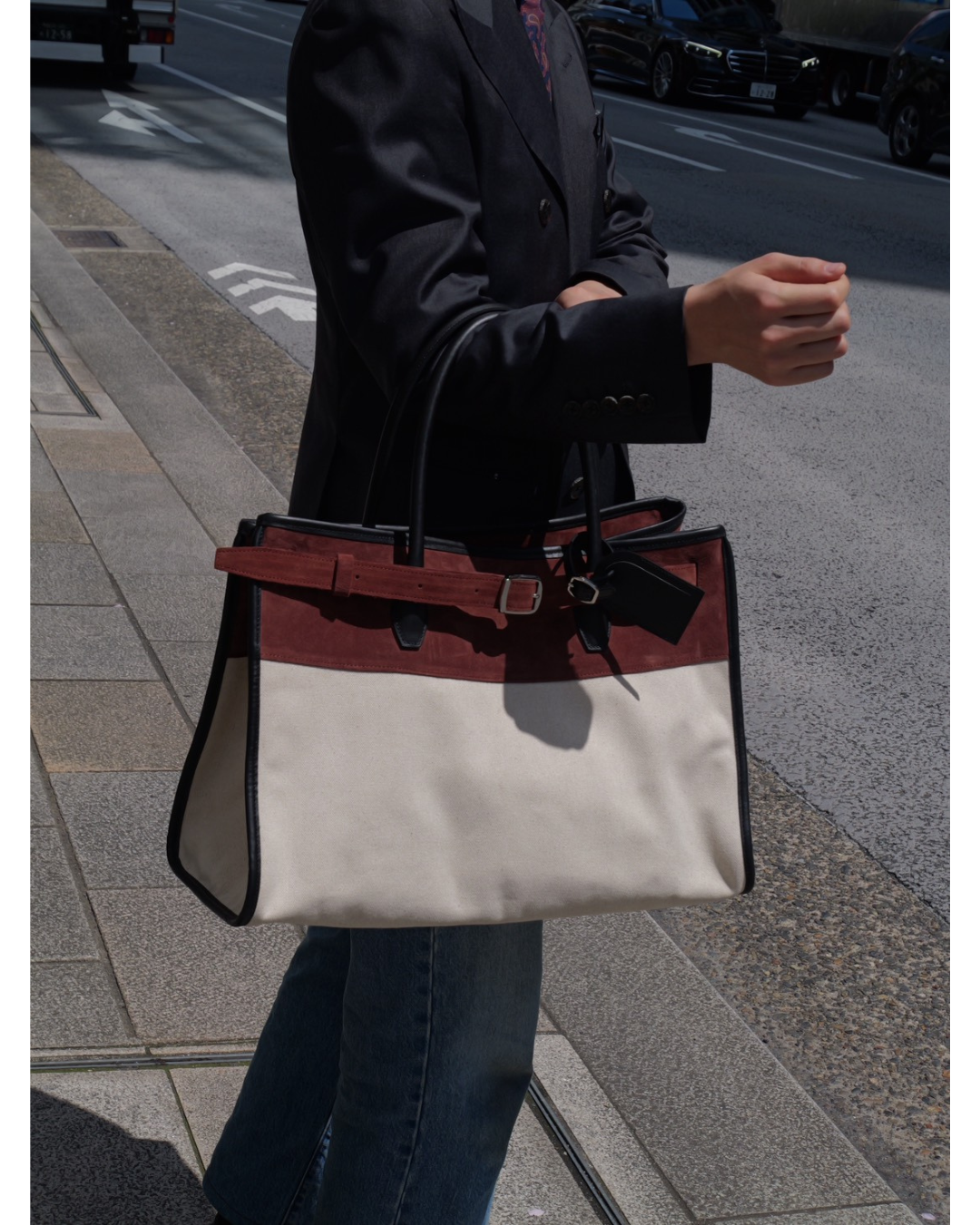 リバーシブル 帆布×スエード トートバッグ ２WAY