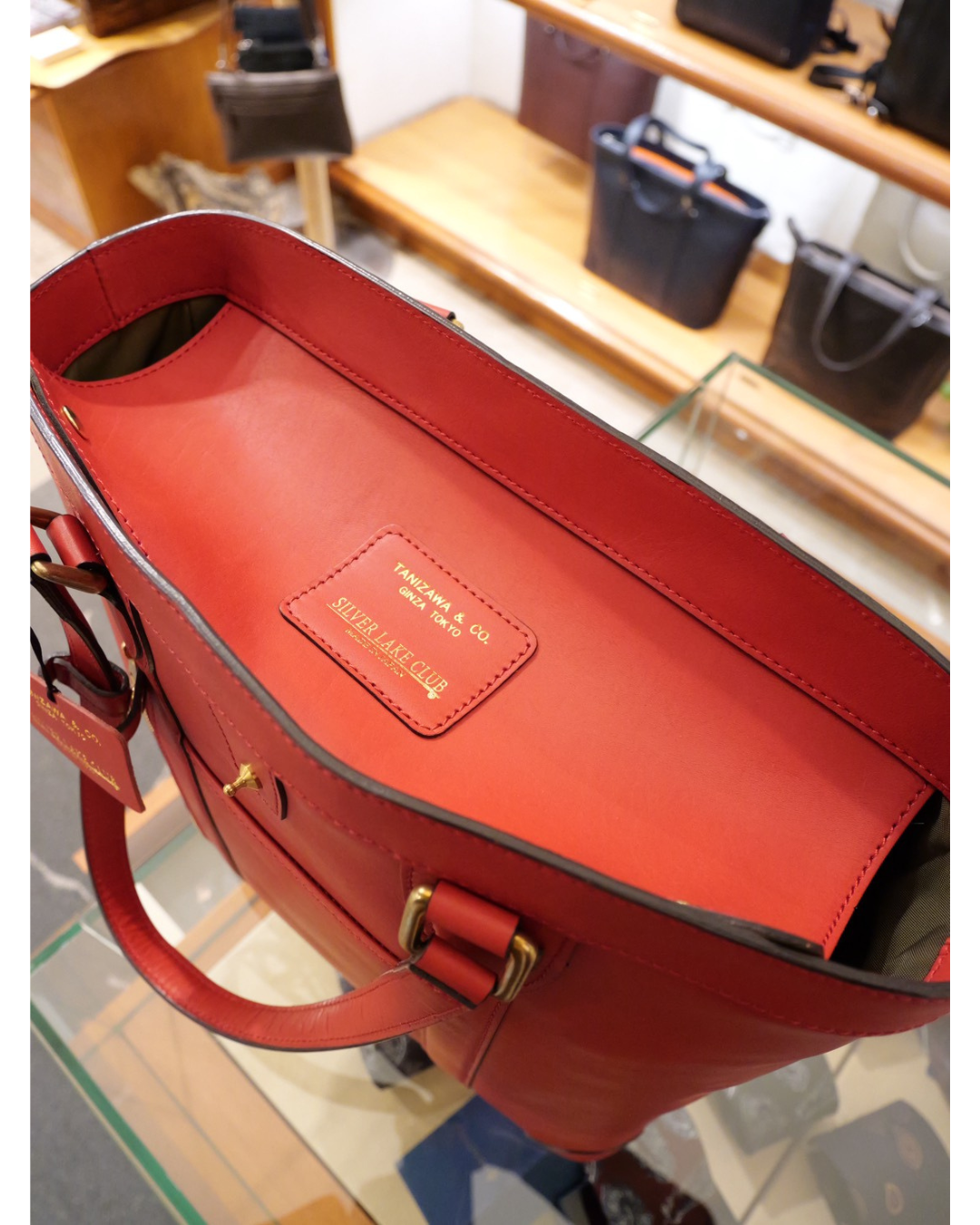 GINZA TANIZAWA TOKYO×SILVER LAKE CLUB レザートートバッグ（レッド）