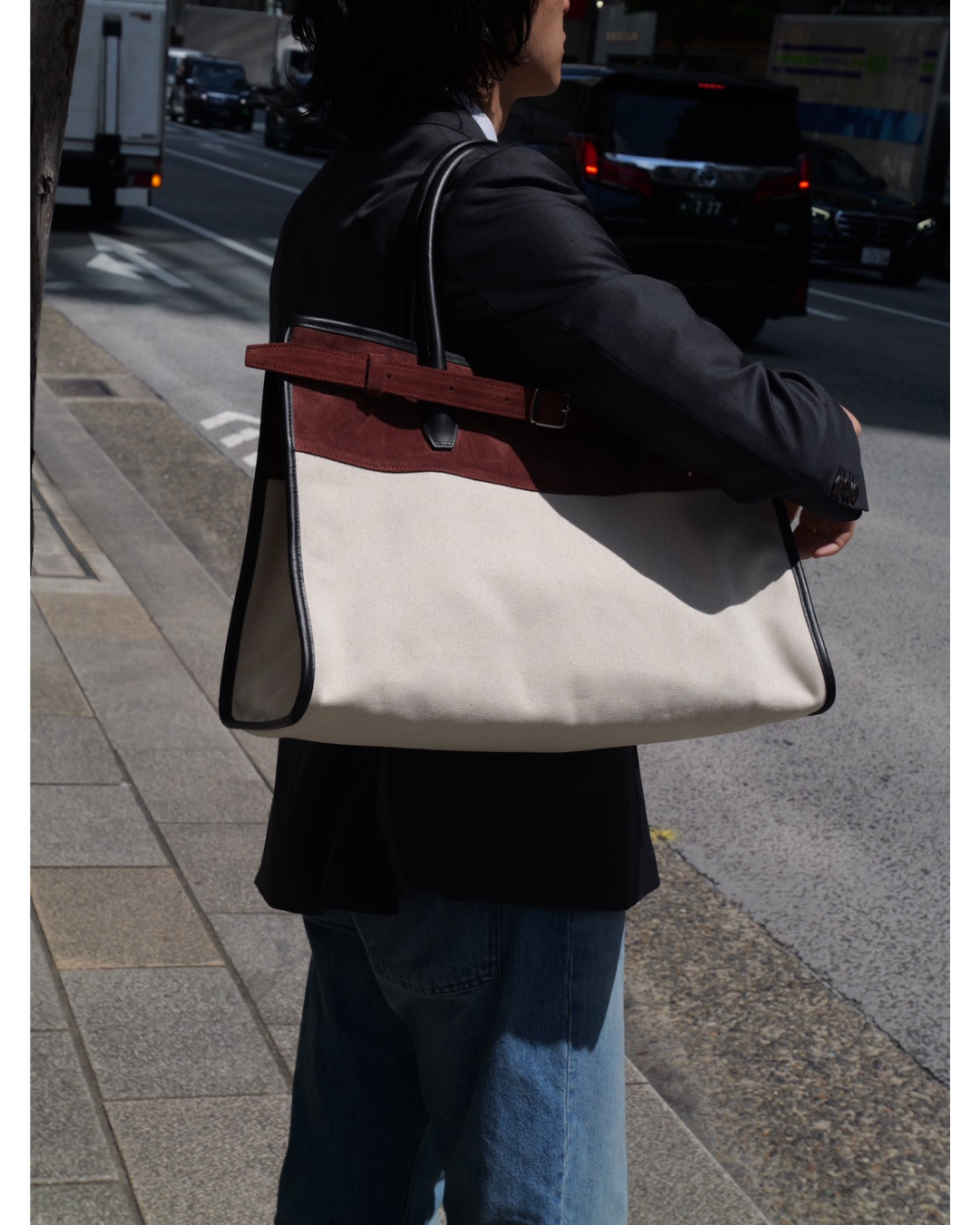 リバーシブル 帆布×スエード トートバッグ ２WAY