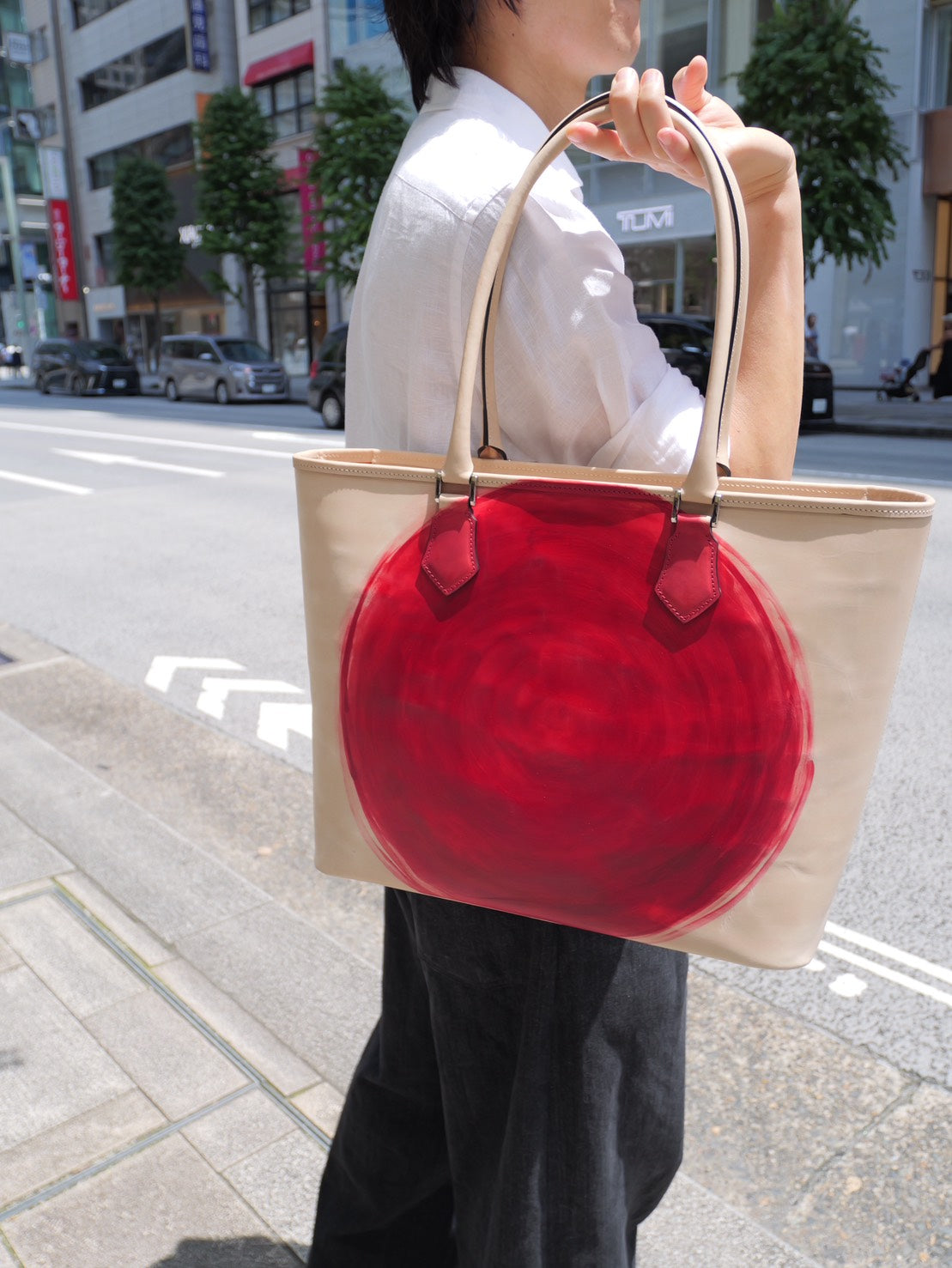 日の丸 手染め姫路レザー ファスナートートバッグ｜日本製 本革